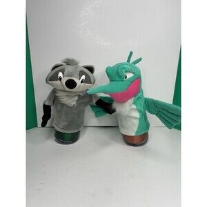 90’s Disney Pocahontas Meeko & Flit Hand Puppet Plush Toys Set Of 2 Vintage